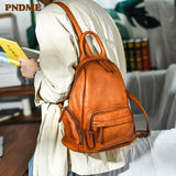 PNDME fashion outdoor casual luxury natural first layer cowhide ladies backpack weekend party genuine leather women&#39;s bagpack