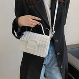 Designer Fashion Trend Handbags For Women High Quality Pu Leather Shoulder Bag Square Solid Color Female Crossbody Plaid Purse