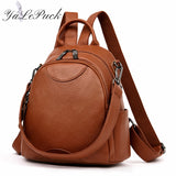 High quality leather backpack women large capacity travel backpack fashion school bags for teenage girls shoulder bags mochila