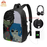 Gorillaz Backpack Gorillaz Backpacks with USB Interface Teen University Bag Multifunctional Men&#39;s Women&#39;s Pattern Bags