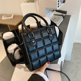 Fashion Plaid Square Women Handbag Pu Leather Shoulder Bag Designer Retro Large Capacity Crossbody Bag Casual Female Bag