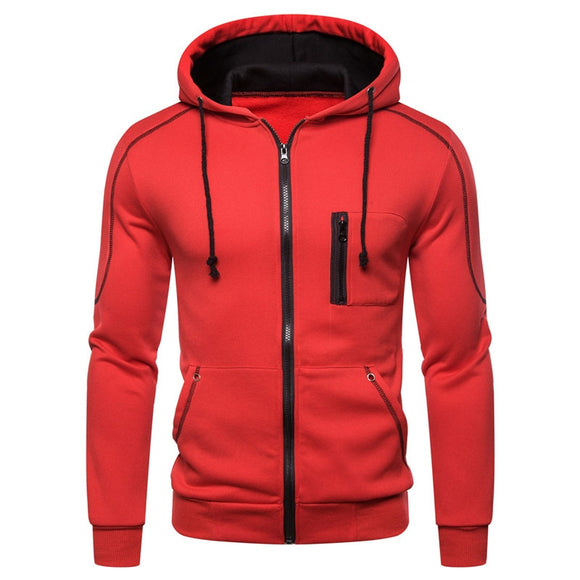 2021 Men Autumn Spring Jacket Solid Color With Nood Male Casual Hoodies Coats Outerwear EU Size M-3XL