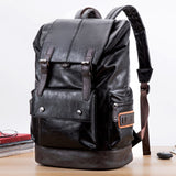 Weysfor Vogue Multifunction Men PU Leather Backpack Vintage Canvas Backpacks School Bag Neutral Portable Wearproof Travel Bag