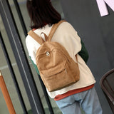 Corduroy Backpack Fashion Women School Backpack Pure Color Women Backpack Teenger Girl School Bags Female Mochila Bagpack Pack