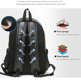 Fashion PU Leather Backpack Men Women 14 inch Laptop Backpack Unisex Students Black Travel School Bag