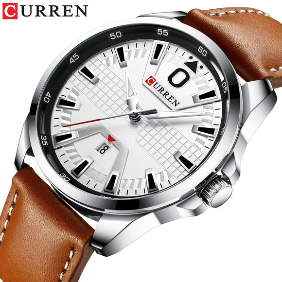 CURREN Luxury Men's Watch Fashion Quartz Wristwatch Casual Business Brand Clock Khaki Leather Waterproof Sports Man's Watches