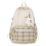 Cute Girl Lattice Travel School Bag Fashion Lady Kawaii Book Backpack Trendy College Cool Female Plaid Backpack Women Laptop Bag