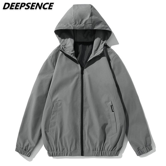 Men jacket 2021 spring Autumn New Casual Fashion Hooded Jacket Men Solid Color Coat Trend Loose Fit Microelasticity Jacket Men