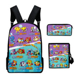 Weysfor 3 Pcs / Set Super Zings Series Kindergarten Backpack Cartoon Game Superzings Kids Bag Waterproof Children Daily Mochila