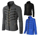 Hot Man Daily Jacket The Medieval Times Style Stand Collar Solid Embroidery Buttons Coat Man Causal Spring Autumn Coat All Sizes