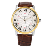 Men&#39;s Automatic Mechanical Watch Roman Scale Dial Calendar Display Business Wristwatches Perfect Gift