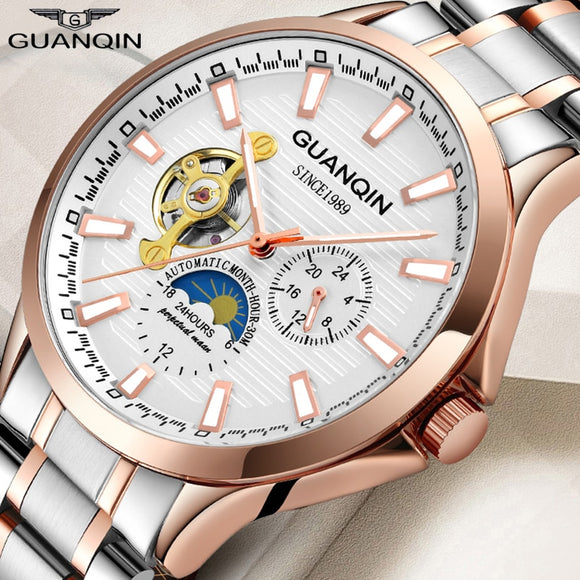 GUANQIN Tourbillon mechanical men's watches top brand waterproof clock men business automatic analog watch relogios masculino