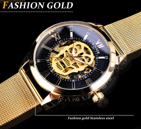 2019 Fashion T-winner Brand Luxury Ultra Thin Golden Men Mechanical Watches Mesh Strap Skeleton Dial Classic Business Wristwatch