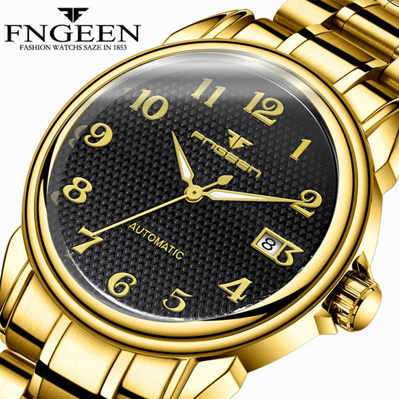Gold Mechanical Watch Men Hour Stainless Steel 30M Waterproof Outdoor Military Watch 2020 Luxury FNGEEN Automatic Men's Watches