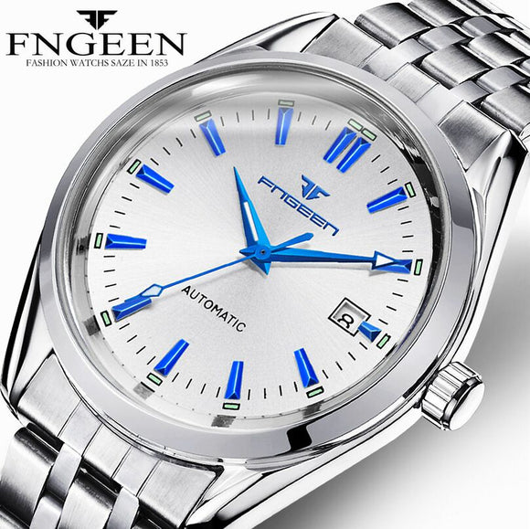 New Fashion Blue Light Automatic Mechanical Watches Business Men Luxury Watch Casual Calendar Wristwatches Male Gifts Watches