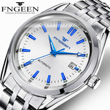 New Fashion Blue Light Automatic Mechanical Watches Business Men Luxury Watch Casual Calendar Wristwatches Male Gifts Watches