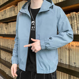 Men jacket 2021 spring Autumn New Casual Fashion Hooded Jacket Men Solid Color Coat Trend Loose Fit Microelasticity Jacket Men