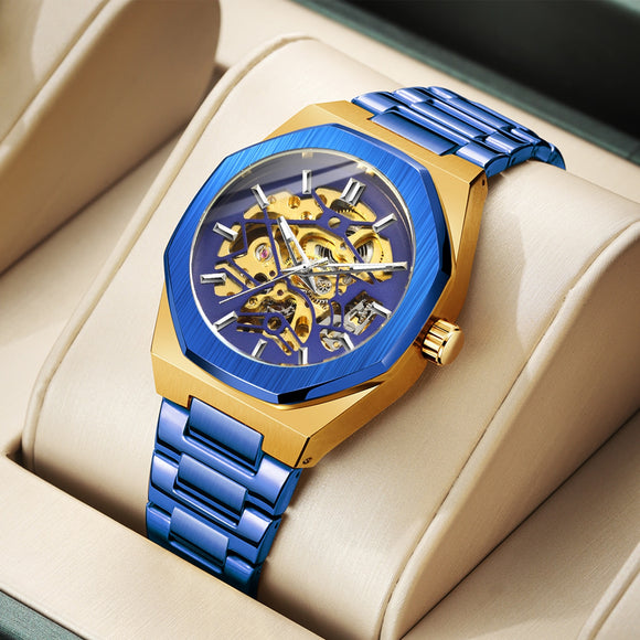 New Men's Watch New Luxury Business Watch Men Waterproof Blue Gold Dial Watches Fashion Male Clock Wrist Watch Relogio Masculino