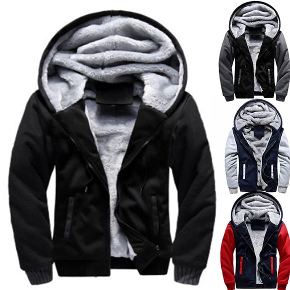 2022 Slim Men Coat Jacket Outwear Thick Warm Plush Zipper Men Hoodies Hooded Tracksuits Stylish Streetwear  Sweatshirts