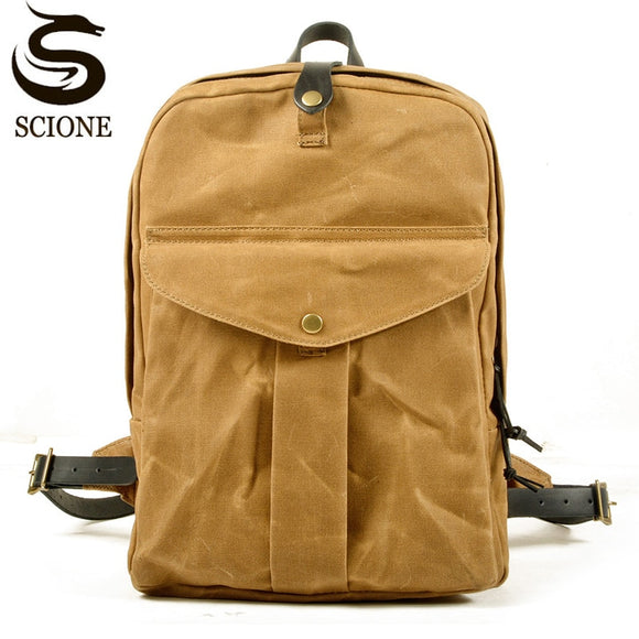 Hot Selling Retro Canvas Backpack Casual Oil Wax Men Shoulder Bag Outdoor Large Capacity Travel Mountaineering Backpack XA788M
