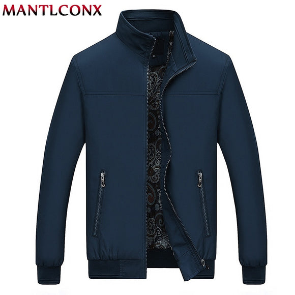 MANTLCONX 2021 New Spring Casual Brand Mens Jackets and Coats Stand Collar Zipper Male Outerwear Men Jacket Black Men's Clothing