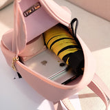 Ladies New Fashion Metal Bowknot Decorated Zipper PU Compact Backpack Go Out Portable Change Mobile Wallet Storage