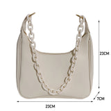 2022 Fashion PU Leather Shoulder Underarm Bags For Women Casual Solid Color Crescent Shape Ladies Chain Small Shoulder Handbags