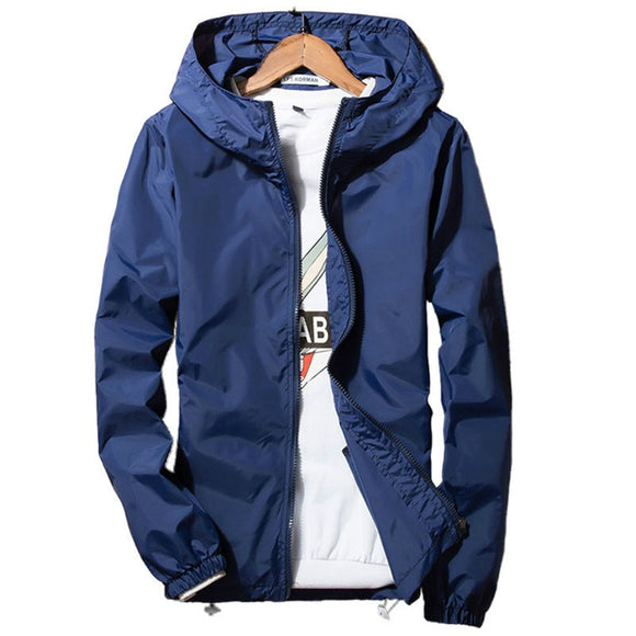 New 2020 Spring Summer Jacket Men Windbreaker Skin Jackets Men Men's Hooded Casual Jackets Coat Plus Size 5XL 6XL 7XL Thin Coat