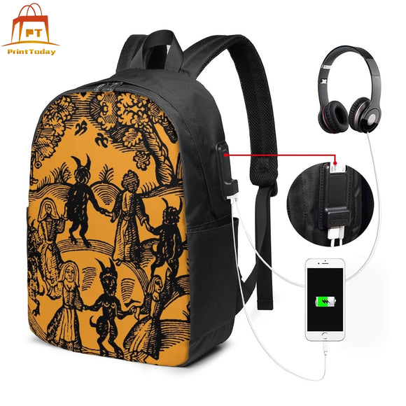 Satan Backpack with USB Dance with The Devil Back Pack Student Quality Bag University Multifunction Men Women Print Bags