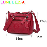 2 Layers Casual Women&#39;s Bags New Small Printing Shoulder Crossbody Handbags and Purse Multi-pocket Leather Messenger Sac Bolsa