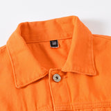 Classic Men Solid Color Slim Denim Jacket Orange Purple  Comfortable Simplicity Youth jeans Jacket Coat Brand Clothing