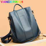 Anti-theft Soft Leather Backpack Women Vintage Shoulder Bag Ladies High Capacity Travel Bagpack School Bag Girl Mochila Feminina