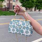 flowering handbags for women elegant women&#39;s bag 2022 trend Metal Frame Clip Bag Pearl handle designer luxury crossbody bags