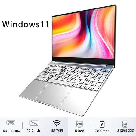 RAM 16GB-DDR4 15.6inch FHD Cheap-Laptop Windows11 Intel Celeron N5095 Notebook 128G-1TB SSD Fingerprint Backlit Keyboard 5G-WIFI