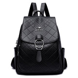 Fashion School Backpack for Women 2022 High Quality Leather Rucksack Large Capacity Travel Diamond Lattice Female Bag Mochila