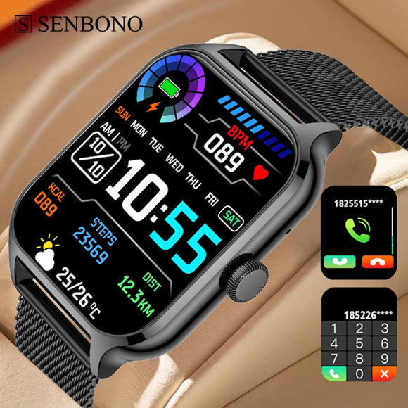 SENBONO New Women Smartwatch Bluetooth Call Heart Rate Blood Oxygen Tracker Sport Smart Watch Women Men for IOS Androird Xiaomi