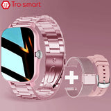 +2pc Straps Smart Watch Women Men Smartwatch Square Stainless Steel Smart Clock For Android IOS Fitness Tracker Trosmart Brand