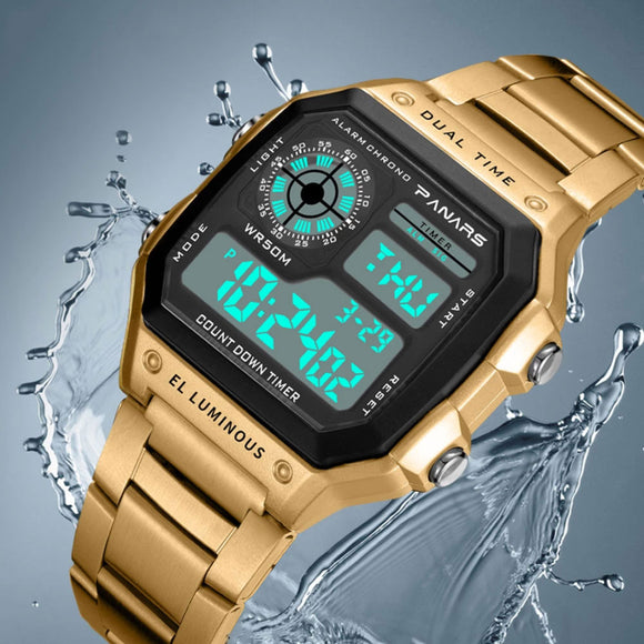 Professional Digital Watches Fashion Male Watch Rose gold Sports Men 50M Waterproof Military Alarm Clock Retro Square Watchwrist