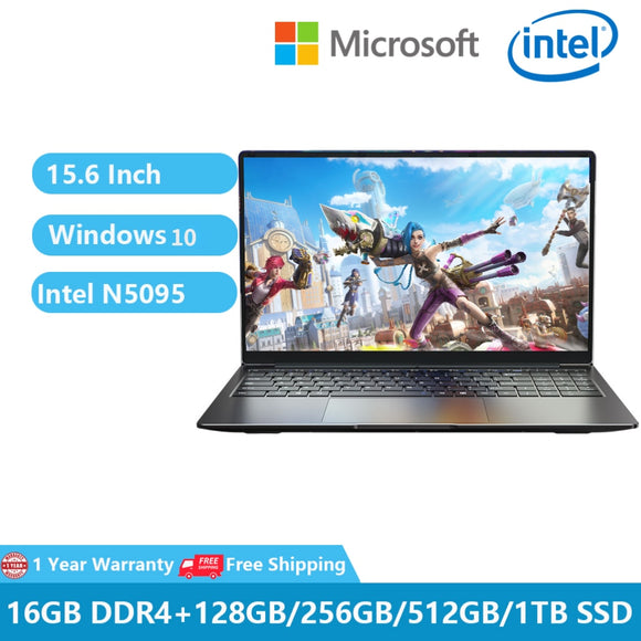 2023 Windows 10 Office Notebook Business Gaming Black Laptop 15.6" Intel Celeron N5095 16G RAM 1TB Dual WiFi Backlit Keyboard