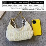 Stylish Tote Bags for Women Quilted Pleated half moon bag pearl necklace women&#39;s bag 2022 trend Crossbody bags for women simple