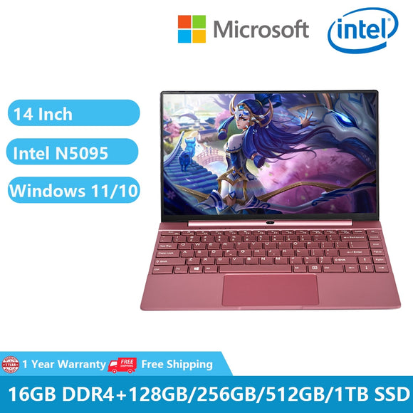 Portable Metal Laptop Woman office Buiness Notebooks Windows 10 14.1 Inch Intel Celeron N5095 16GB RAM 1TB Backlight Computer