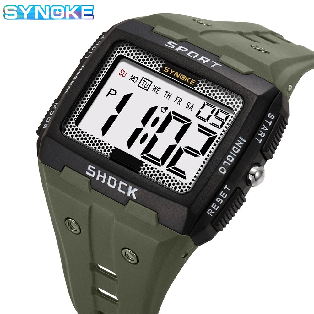 SYNOKE Big Numbers Full Size Digital Watch Easy to Read 5ATM Water Res ...