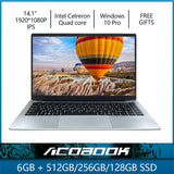 Laptop 6GB RAM 128/256/512GB SSD Notebook Windows 10 Pro Intel J4105 Celeron Quad Core 14.1&quot; Display laptop WIFI BT HDMI