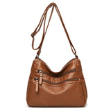 Vintage Leather Woman Bags Luxury Ladies Shoulder Crossbody Bag Female Small Designer Bag Multi-Pocket Messenger Handbags Purses