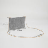 Women Wedding Party Clutch Phone Pouch Fashion Rhinestones Shoulder Bags Ladies Chain Crossbody Bags Solid Color Small Handbags