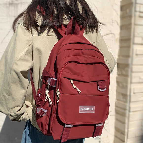 Girl Red Travel Waterproof School Bag Ladies Student Backpack Trendy Cool Female College Backpack Fashion Women Laptop Book Bags