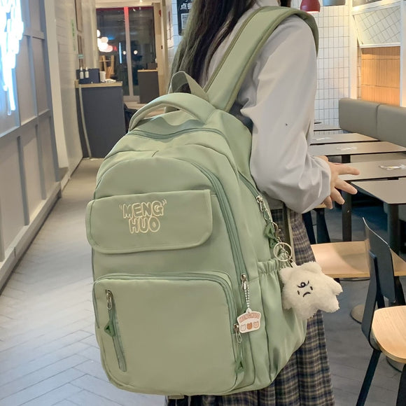 Trendy Girl Green Laptop College Backpack Lady Cute Nylon Student Female Travel Kawaii Book Bag Fashion Women Leisure School Bag
