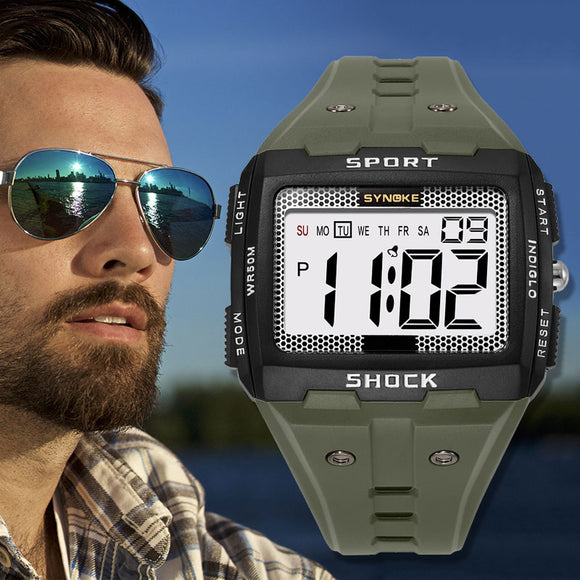 SYNOKE Square Watch Men Big Number Watchwrist Outdoor Sports Digital Watches 50m Waterproof Clock Reloj Hombre 2023 Dropshipping