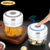 HiPiCok Electric Food Chopper Garlic Crusher Meat Grinder Mini Garlic Press Vegetable Chopper Masher Machine USB Kitchen Gadgets