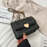 New Arrivals Chain Shoulder Bag Fashion Heart Pattern Crossbody Bags For Women Flap Solid Pu Leather Lady Handbags